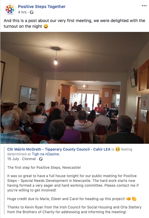 Positive Steps Together Initial Meeting 15th July 2019 in Tigh na nDaoine, Newcastle, Clonmel, Tipperary