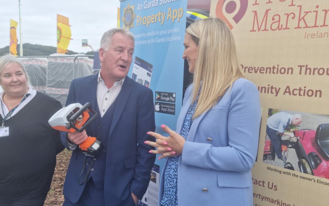 Minister for Justice, launches Newcastle based National programme “Property Marking Ireland” at Ploughing Championship 2022.